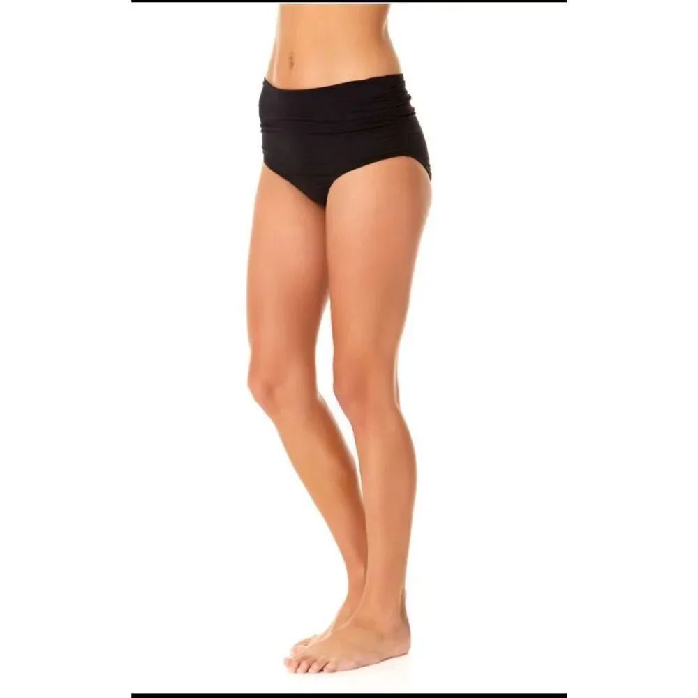 Anne Cole Women's Black High Waist Shirred Swim Bottom Size 20W
